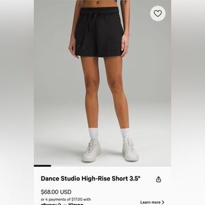 New condition!  Lululemon dance studio shorts!  NWOT!  Black!